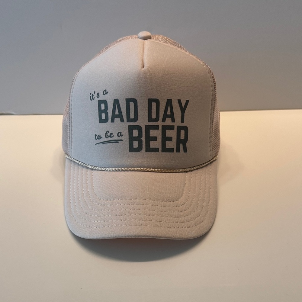 Beige Trucker Hat with Fun Slogan